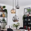 Ripoll hanging light, globe light, pendant light, Cluster pendant lamp Amber, chrome, Smoke-coloured, 3-light sources