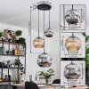 Ripoll hanging light, globe light, pendant light, Cluster pendant lamp Amber, chrome, Smoke-coloured, 3-light sources