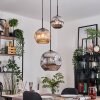 Ripoll hanging light, globe light, pendant light, Cluster pendant lamp Amber, chrome, Smoke-coloured, 3-light sources