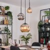 Ripoll hanging light, globe light, pendant light, Cluster pendant lamp Amber, chrome, Smoke-coloured, 3-light sources