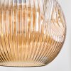 Ripoll hanging light, globe light, pendant light, Cluster pendant lamp Amber, chrome, Smoke-coloured, 3-light sources