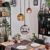 Ripoll hanging light, globe light, pendant light, Cluster pendant lamp chrome, gold, clear, coppery, Smoke-coloured, 3-light sources