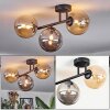 Chehalis ceiling light, globe light Amber, Smoke-coloured, 3-light sources