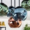 Ripoll ceiling light, globe light blue, green, coppery, 5-light sources