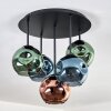 Ripoll ceiling light, globe light blue, green, coppery, 5-light sources