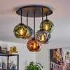 Ripoll ceiling light, globe light blue, green, coppery, 5-light sources