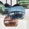 Koyoto ceiling light, globe light 45 cm blue, green, coppery, 5-light sources