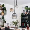 Ripoll hanging light, globe light, Cluster pendant lamp Amber, clear, Smoke-coloured, 3-light sources