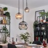 Ripoll hanging light, globe light, Cluster pendant lamp Amber, clear, Smoke-coloured, 3-light sources