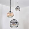 Ripoll hanging light, globe light, Cluster pendant lamp Amber, clear, Smoke-coloured, 3-light sources