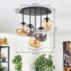 Gastor ceiling light, globe light 45 cm Amber, Smoke-coloured, 5-light sources