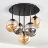 Gastor ceiling light, globe light 45 cm Amber, Smoke-coloured, 5-light sources