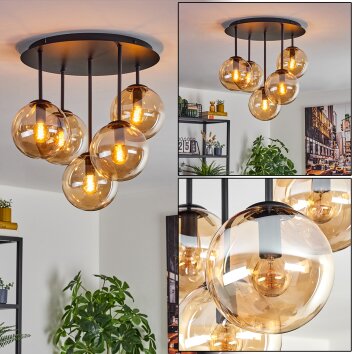 Gastor ceiling light, globe light 45 cm Amber, 5-light sources