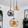 Ripoll hanging light, globe light, Cluster pendant lamp Amber, Smoke-coloured, 3-light sources