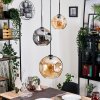 Ripoll hanging light, globe light, Cluster pendant lamp Amber, Smoke-coloured, 3-light sources