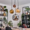 Ripoll hanging light, globe light, Cluster pendant lamp Amber, gold, coppery, Smoke-coloured, 4-light sources