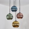 Koyoto hanging light, globe light, Cluster pendant lamp 35 cm blue, gold, green, coppery, 4-light sources