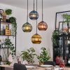 Koyoto hanging light, globe light, Cluster pendant lamp 35 cm blue, gold, green, coppery, 4-light sources
