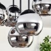 Koyoto ceiling light, globe light 45 cm chrome, Smoke-coloured, 5-light sources