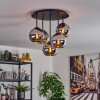 Koyoto ceiling light, globe light 45 cm chrome, Smoke-coloured, 5-light sources