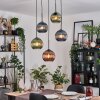 Koyoto hanging light, globe light, Cluster pendant lamp 45 cm blue, green, coppery, 5-light sources