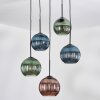 Koyoto hanging light, globe light, Cluster pendant lamp 45 cm blue, green, coppery, 5-light sources