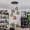 Koyoto hanging light, globe light, Cluster pendant lamp 45 cm blue, green, coppery, 5-light sources