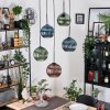 Koyoto hanging light, globe light, Cluster pendant lamp 45 cm blue, green, coppery, 5-light sources