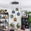 Koyoto hanging light, globe light, Cluster pendant lamp 45 cm blue, gold, green, 5-light sources