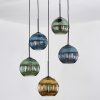 Koyoto hanging light, globe light, Cluster pendant lamp 45 cm blue, gold, green, 5-light sources