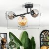 Chehalis ceiling light, globe light Amber, Smoke-coloured, 3-light sources