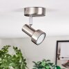 Edain ceiling light, ceiling spotlight LED chrome, matt nickel, 1-light source