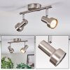 Edain ceiling light, ceiling spotlight LED chrome, matt nickel, 2-light sources