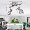 Edain ceiling light, ceiling spotlight LED chrome, matt nickel, 2-light sources