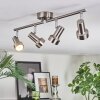Edain ceiling light, ceiling spotlight LED chrome, matt nickel, 4-light sources