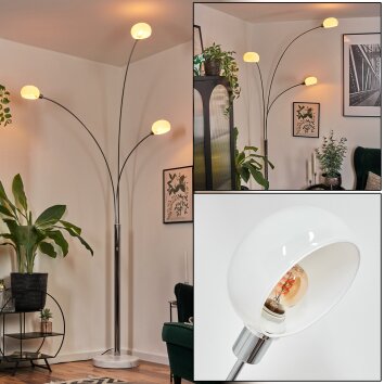 Nikkala floor lamp chrome, white, 3-light sources