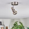 Firan ceiling light, ceiling spotlight LED chrome, matt nickel, 1-light source