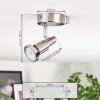 Firan ceiling light, ceiling spotlight LED chrome, matt nickel, 1-light source