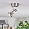 Firan ceiling light, ceiling spotlight LED chrome, matt nickel, 1-light source