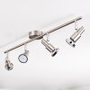 Firan ceiling light, ceiling spotlight LED chrome, matt nickel, 4-light sources