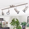 Firan ceiling light, ceiling spotlight LED chrome, matt nickel, 4-light sources