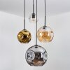 Ripoll hanging light, globe light, Cluster pendant lamp Amber, chrome, gold, clear, Smoke-coloured, 4-light sources