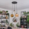 Ripoll hanging light, globe light, Cluster pendant lamp Amber, chrome, gold, clear, Smoke-coloured, 4-light sources