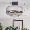 Boza ceiling light chrome, clear, Smoke-coloured, 1-light source