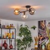 Gastor ceiling light, globe light Amber, clear, Smoke-coloured, 3-light sources