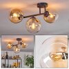 Gastor ceiling light, globe light Amber, clear, 3-light sources