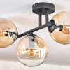 Gastor ceiling light, globe light Amber, clear, 3-light sources