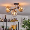 Gastor ceiling light, globe light Amber, clear, 3-light sources