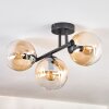 Gastor ceiling light, globe light Amber, clear, 3-light sources