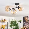 Gastor ceiling light, globe light Amber, clear, 3-light sources